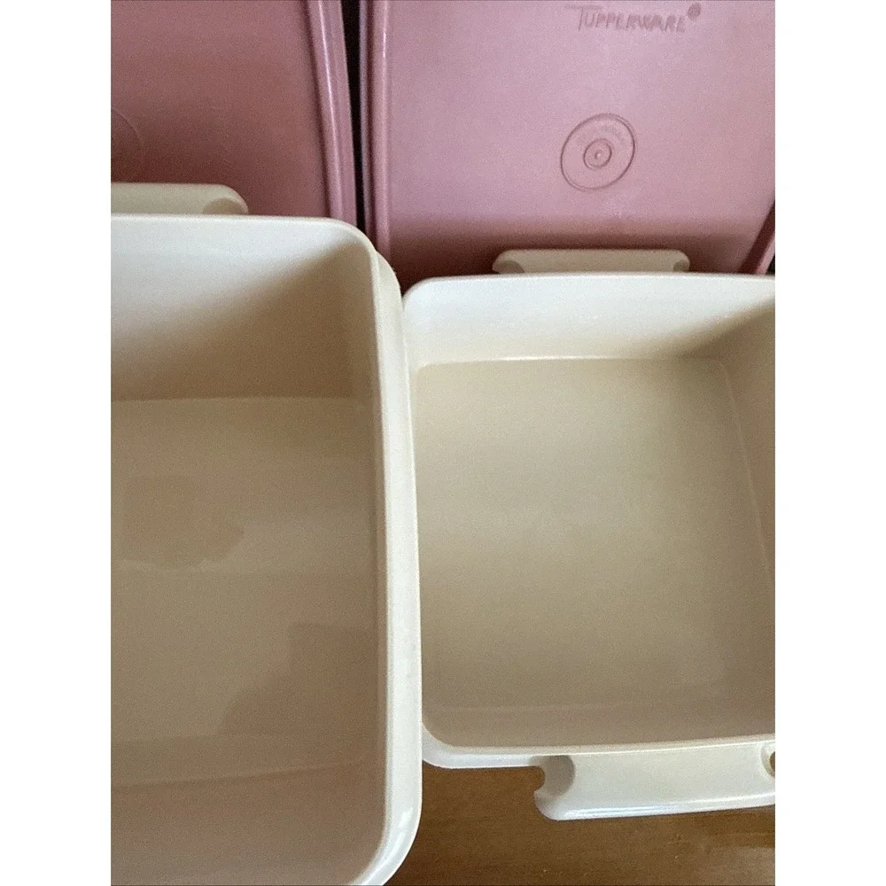Tupperware Set - Lunch Goody Box Squares, Bowls Midget Southwestern Pink Vintage